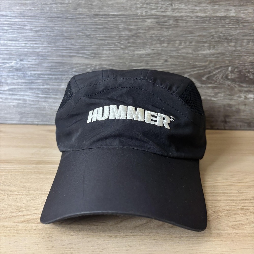 Hummer Hat Cap Strap Back Black Mesh Panel Running Embroidered Mens